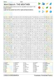 English Worksheet: WORDSEARCH: THE WEATHER