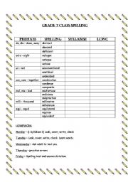 English Worksheet: Spelling - prefixes
