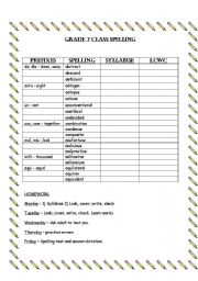 English worksheet: Spelling - prefixes