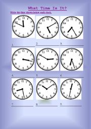 English Worksheet: What time is it?