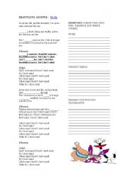 English Worksheet: BEAUTIFUL MONSTER - NE-YO  (present simple/continuous/to be) 