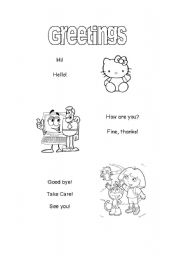 English worksheet: Basic Greeting to Paint!