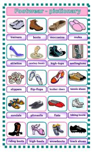 English Worksheet: Footwear - pictionary