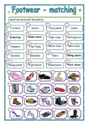 English Worksheet: Footwear - matching