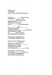 English Worksheet: All My Loving (fill in the gap)