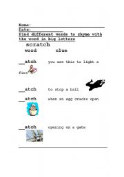 English Worksheet: Rhyming words for snatch