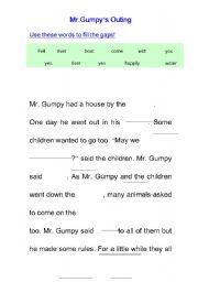 English worksheet: Mr.Gumpys Outing