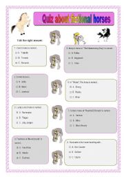 English Worksheet: Quiz about fictional horses