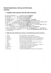 English worksheet: parts of the house