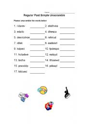 English worksheet: Past Simple Unscramble