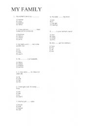 English Worksheet: family