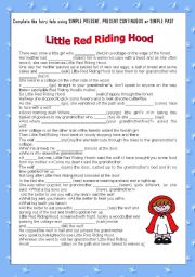 English Worksheet: little red riding hood+ key