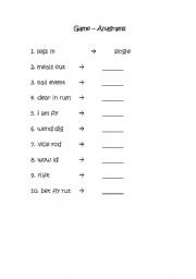 English worksheet: anagram 