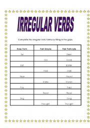 English worksheet: Irregular Verbs (2)