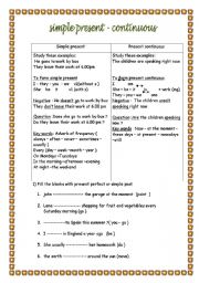 English Worksheet: simple present and present continous 