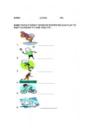 English worksheet: kinds of sports