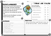 English Worksheet: Sunflowers reading