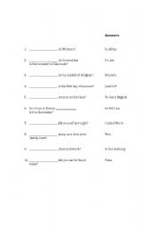 English worksheet: Question Worksheet