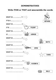 English Worksheet: DEMONSTRATIVES THIS-THAT