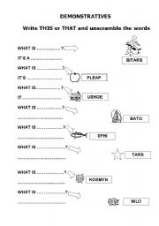 English Worksheet: DEMONSTRATIVES THIS-THAT