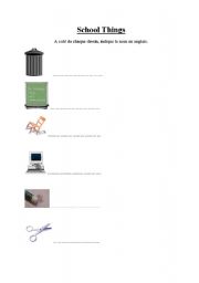 English Worksheet: School things