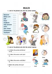 English Worksheet:  Health Problems