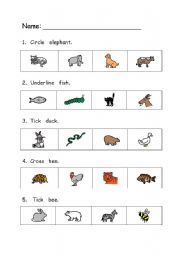 English Worksheet: Reading instructions - animals