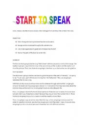 English worksheet: start to speak