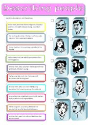 English Worksheet: Describing peoples appearance - matching pictures with descriptions