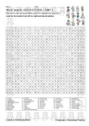English Worksheet: WORDSEARCH: OCCUPATIONS PART 1