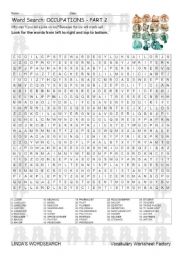 English Worksheet: WORDSEARCH: OCCUPATIONS PART 2