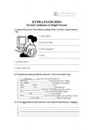 English Worksheet: Present Continuous & Simple Present