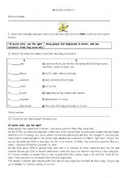 English Worksheet: Reading about SAD