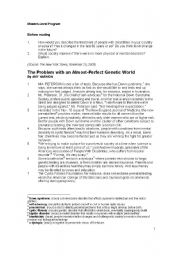 Advanced Reading Assignment - Problems with an Almost Genetic World