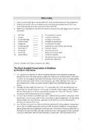 English Worksheet: Advanced Reading Assignment - The Most Avoided Conversation in Medicine