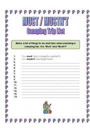 English worksheet: Must / Mustnt