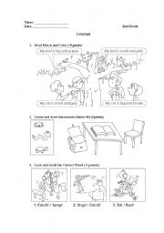 English Worksheet: preposition and colors