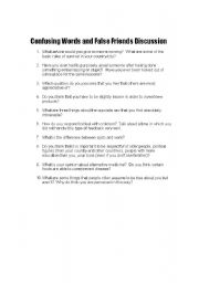 English Worksheet: Confusing Words and False Friends