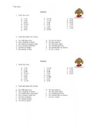 English worksheet: The time