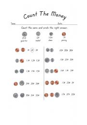English Worksheet: Count the money