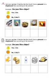 English worksheet: Do you like chips? conversation
