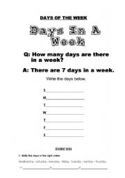 English worksheet: DAYS OF THE WEEK