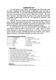 English Worksheet: UNDERWATER JOB