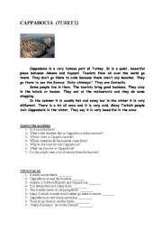 English Worksheet: CAPPADOCIA, TURKEY