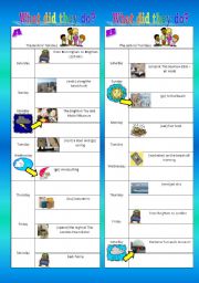 English Worksheet: pair work - what did they do during their holidays