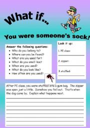 English Worksheet: What if Series 18 (object series): What if You were a sock.