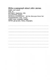 English Worksheet: Write about John