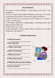 English Worksheet: Reading Comprehension - Jane Machado