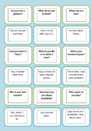 English worksheet: High School Question and Answer Match-up Activity II