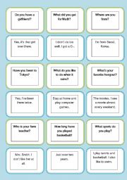 English Worksheet: High School Question and Answer Match-up Activity II